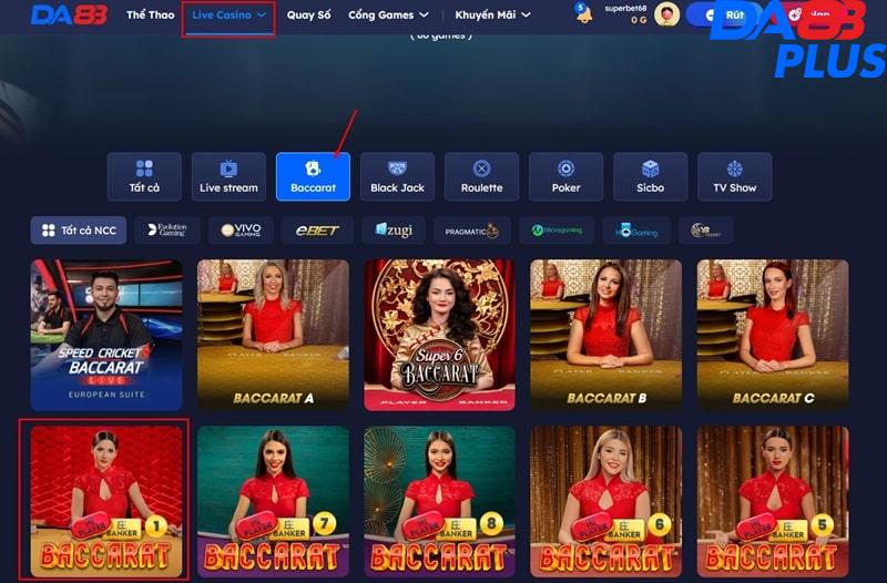 Cách chơi baccarat tại casino DA88